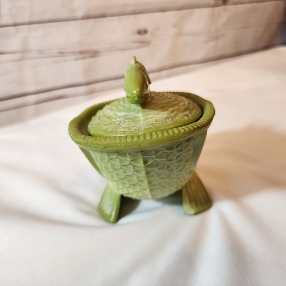 Victorian Greentown Glass Nile Green Dolphin - Picture 6 of 11